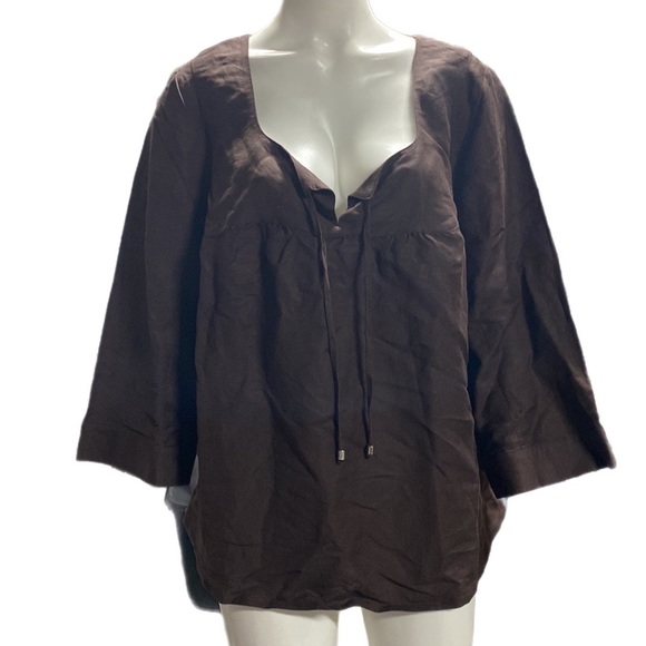 LANE BRYANT NEW Linen Tunic Brown Size 14 / 16 - Picture 1 of 6
